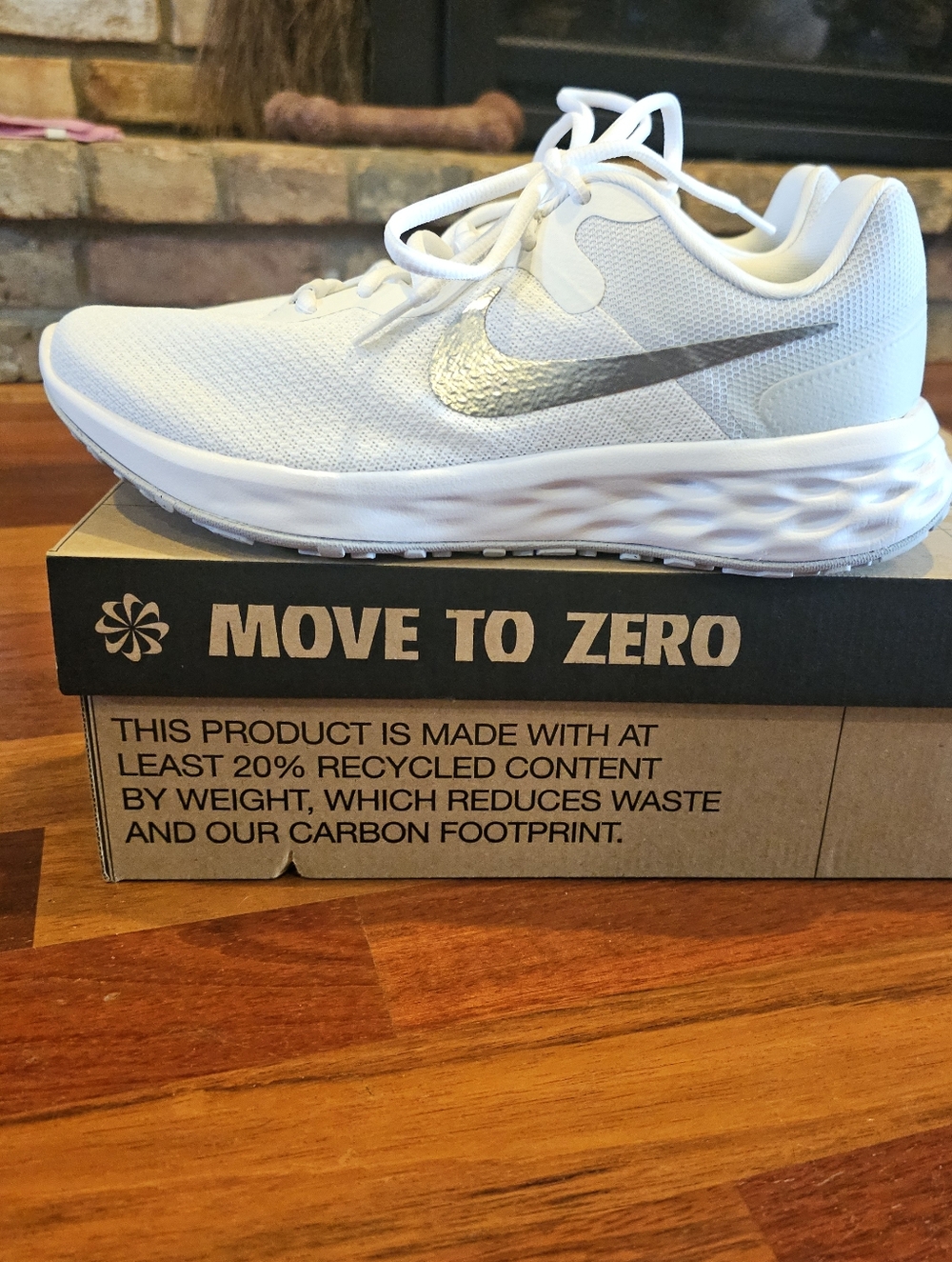 Nike Womens Revolution 6 NN White and Silver Mesh Sneaker